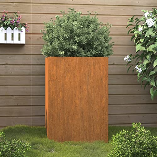 SXJEQOC Cortenstahl Pflanzkübel Hochbeet 75 cm Höhe 42x38x75 cm Moderner Blumenkasten Outdoor Rostoptik für Garten Balkon Terrasse