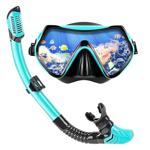 Schnorchelset Erwachsene Trocken mit Maske & Schnorchel Antibeschlag 180°-Panoramablick Schnorchelset Damen Herren zum Schnorcheln Schwimmen Strandurlaub