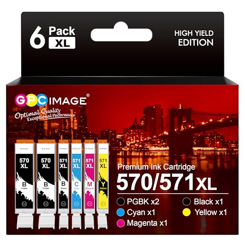 GPC IMAGE 570 571 Multipack Patronen XL Kompatible für Canon 570 571 Druckerpatronen PGI-570 CLI-571 für Canon Pixma TS5050 MG5750 TS5055 MG6852 MG5753 TS6050 TS5053 MG5752 MG5751 (6er-Pack)
