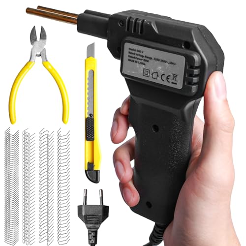 50W Kunststoff Schweißgerät, Stoßstangen Reparatur Set Kunststoff Schweißen mit 200PCS Hot Hefter, Kunststoff Reparaturset, Stoßstangenreparatur am Auto,Kunststoff Schweißen Maschine 220V, 500°C Max