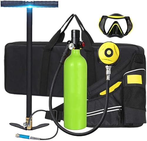 XSGDMN Scuba Tank Tauchflasche,Scuba Tank Ausrüstung 1L Mini Scuba Tank Tauchflasche mit 15-20 Minuten Kapazität Tauchen Sauerstoff Tank Unterwasser Gerät Professionelle nachfüllbare Pony Flasche