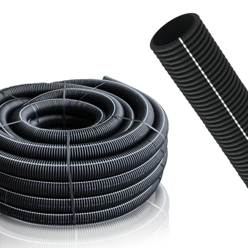 METEOFLEX Protect XL Leerrohr innen glatt 450N mit Muffe mit Einzughilfe M40 / M50 / M63 aus HDPE - Wellrohr für Erdreich, Erdverlegung, Außenbereich etc. (M63-10m)