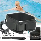 SWIMLOOP Premium Schwimmgurt Schwimmtrainer mit 2 x 2 Meter elastischen Gummibändern - Zugseil - Schwimmseil für Pool wie Gegenstromanlage zum Einhängen - Bauchgurt mit Schwimmband Widerstandstraining
