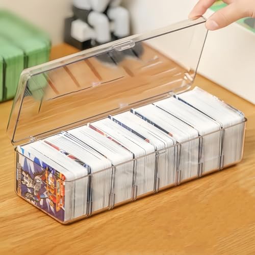 Dmnnlp Kunststoff Trennwände Karten Aufbewahrungsbox Klar Spielkartenetui Sammelkarten Aufbewahrungsbox mit Deckel für Spiel Business Bank Sammelkarten und Mini Zubehör