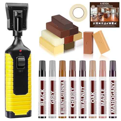 Laminat Reparaturset - Vinylboden Reparaturset with 11 Farben Hartwachs,Unsichtbare Reparatur von Kratzern, Löchern & Verschleiß in Holz & Laminat - Einfach, Schnell, Professionell!
