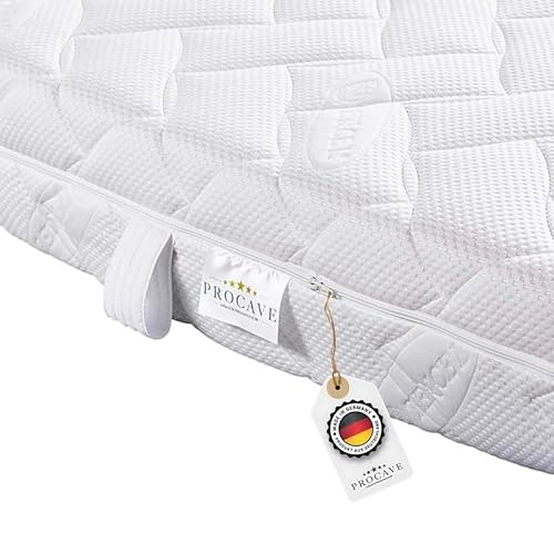 PROCAVE Lyocell Matratzenbezug versteppt, mit 4-Seiten Reißverschluss und 4 Handgriffen, 100% aus Deutschland in 90x200 cm für Matratzen-Höhe 26cm