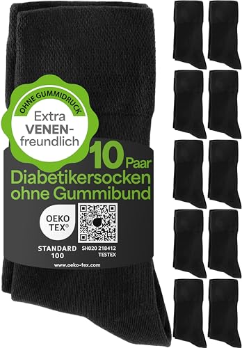 HELDENWERK Komfortsocken für Herren & Damen 10 Paar | Comfort Socken ohne Gummibund & Naht aus 97% Baumwolle | Extra bequeme Gesundheitssocken mit Komfortbund