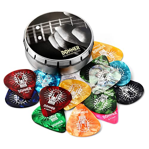 Donner Celluloid Gitarren Plektren Gitarren Picks 0.46-1.20mm 4 verschiedene Stärke 16 Stück