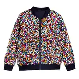 Mädchen Pailletten Jacke Kleinkind Glitter Glänzend Zip Up Metallic Mantel Outwear Glitzer Brosche (Black, 8-10 Years)