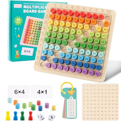 Montessori Multiplikationsbrett, Multiplikationstafel Holz, Multiplikationstabelle Kinder Lernen, Montessori Einmaleins Brett, 1x1 Lernen Spiel für Mathematische Manipulationen Kinderzählspielzeug
