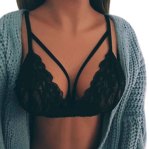 Generisch BH Bustier sexy Top Hohlweste Käfig up Ernte Frauen Frauen Spitze Fischnetz (Black, L)