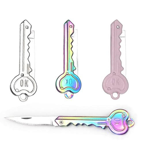NOLACE Multifunktionswerkzeug 3 Schlüsselanhänger Messer Schlüssel Schlüsselmesser Mini-Messer kleines Taschenmesser in Schlüsselform geeignet als Brieföffner oder Paketmesser