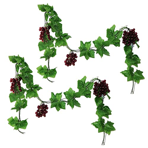 LONGHAO 2 pcs,KüNstliche Kunststoff Traube,KüNstliche Weintrauben Reben,Kuenstliche Weinrebe,6 SäTze TraubenspießE,TraubenspießE Aus Kunststoff,KüNstliche Obst GemüSedekoration,Zur SchießRequisiten