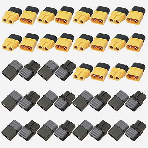 GTIWUNG 20 Paar XT60 Batterie Anschlüsse, XT60 Männlich Weiblich Stecker Buchse, XT60H Mantelgehäuse Stecker für RC-Modell und mehr (20 Stück XT60H Stecker + 20 Stück XT60H Buchse)