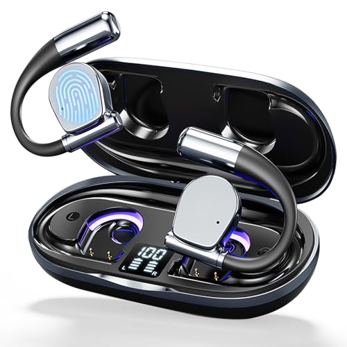 Acemall ÜBersetzer KopfhöRer, Übersetzungskopfhörer mit LED AI Kopfhörer Übersetzer 144 Sprache in Echtzeit Kabellos Translator Earbuds, Open Ear Kopfhörer für Travel Business Lernen (Schwarz)