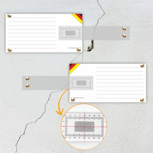 Sachverständigen-Zubehör® Rissmonitor als [Profi Messgerät] 2er Set | transparente Messlehre | Spaltmaß Risslineal Rissbreitenmesser | Rissbreitenlineal | Risslineal | Sachverständige Risskarte
