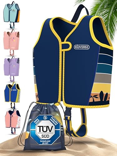 KIDVERSE Schwimmweste Kinder 3-6 Jahre - TÜV geprüfte Schwimmhilfe mit Bauchumfang bis 66cm - Schwimmhilfe Kinder 3-6 Jahre - Kinderschwimmweste zum Schwimmen Lernen - Komfort Schwimmweste Kind