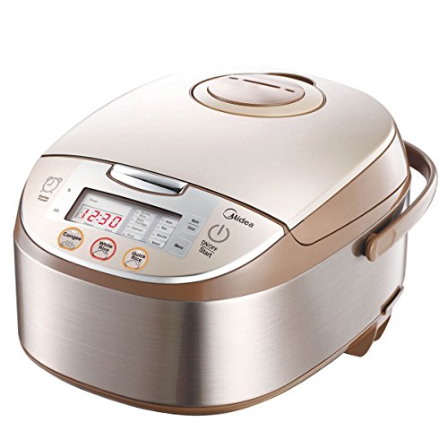 Midea Reiskocher mit Dampfgarer & Warmhaltefunktion,5L Multikocher,Antihaftbeschichteter,Messbecher,2 Reislöffeln,Reis ohne Anbrennen, 24H-Timer-Funktion