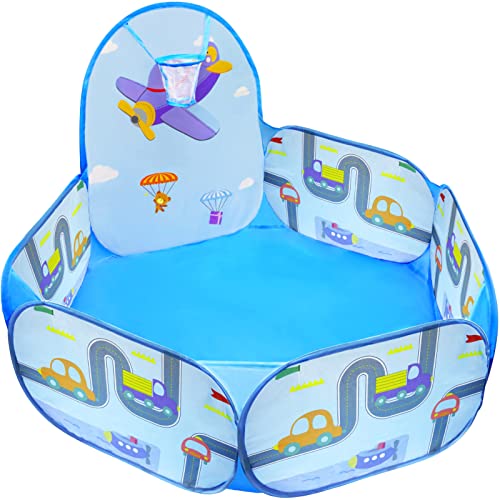 MAIKEHIGH Baby Bällebad mit Basketballkorb, Faltbar Pop Up Kinder Spielzelt Bällepool, Spielzeug Geschenk Weihnachten Drinnen Draußen 47in (Bälle Nicht Inbegriffen)