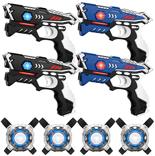 KidsTag Lasertag Set: 4 Laser Pistolen + 4 Laser Tag Weste - Laser Battle Set für Kinder Ab 7 Jahren