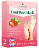 Plantifique Fußmaske - 2 Paar Fußpeeling Maske Anti Hornhaut entferner für trockene Füße - Foot Peel Mask & Callus Remover - Hornhautentferner-Socken mit Erdbeer-Extrakt