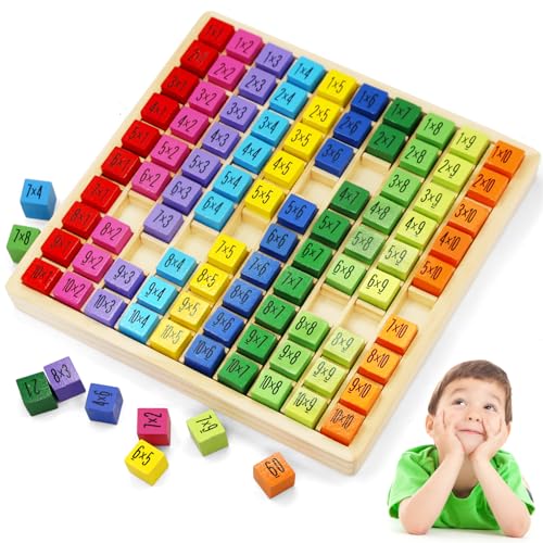YESLUSY 1x1 Lernen Spiel, Einmaleins Spiel, Holz-multiplikationsbrett, EIN Mal Eins Lernen, Mathematik Spiele, Kinder Lernspielzeug Geschenk für Kinder