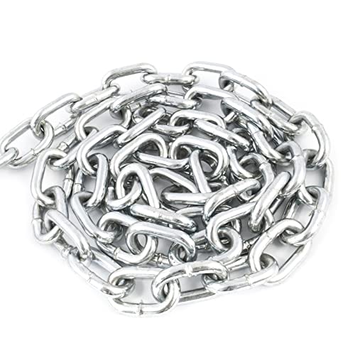 DQ-PP Stahlkette Stahl C15 – 8mm – 1m – Kurzgliedrig – Verzinkt – DIN 5685 – Absperrkette – Metall – Rundstahlkette – Eisenketten – Absperrketten – Zurrketten