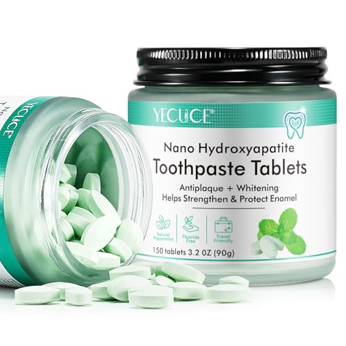 Zahnpasta Tabletten 150P, Feste Zahnpasta, Kautabletten Zahnpasta, Kokosnussöl & Minze Zutaten, Mundwassertabletten Für Unterwegs, Gesunder Mund & Reparatur Zahnschmelz & Frischer Atem