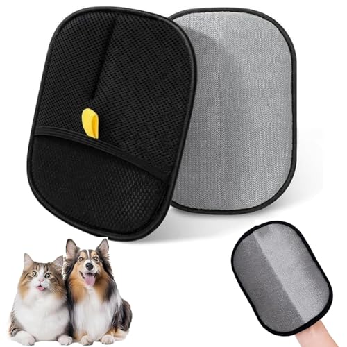 XUDUOO 2 Stück Pet Hair Remover Glove,Wiederverwendbare Fellpflegehandschuhe für Haustiere, Fellmagnet Katzen Hunde, Für Glattes und Gesundes Fell, Static Removal Gloves for Clothes, Sofas, Carpets