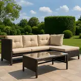 Gartenmöbel Set Lounge Möbel Outdoor Gartenlounge Outdoor Gartenmöbel Gartenlounge Set | Mit Couchtisch & gemütlichen Polstern | Für Terrasse, Balkon oder Garten | 180x120x72 cm (BxTxH) | Dunkelgrau