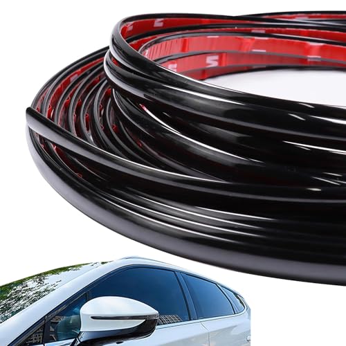 Selbstklebende Zierleiste 12mm*5m Chromleiste Selbstklebend Chromzierleiste Schwarz für Auto Karosserie Fenster Außen Dekoration (12mm)