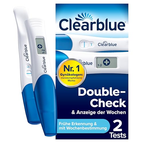 Clearblue Schwangerschaftstest Kombipack Double-Check Früh & Woche, 2 Tests (1 digital 25 mIU/ml, 1 visuell 10 mIU/ml), Pregnancy Test, Frühschwangerschaftstest, Schwangerschaft Wochenbestimmung