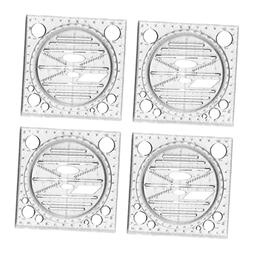EXCEART Vielseitige 4-teilige Schulbedarfsartikel Drehbare Lineale Winkelmesser Kunststoffvorlagen Für Architektur Und Ingenieurwesen