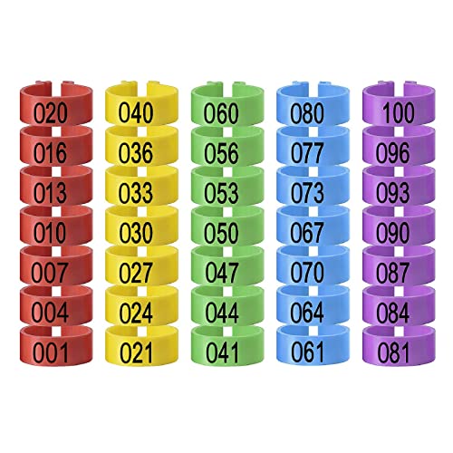 100 Pack Hühnchen Identifikation Beine Ringe, Chicken Tags für Legs Geflügel Bands Clip On Leg Rings für Hühner, Enten, Hühnchen, Goose(5 Farben,18mm)