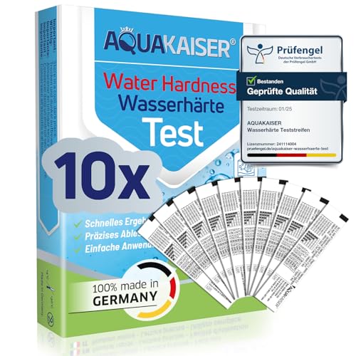 Wasserhärte Teststreifen in °dH – 10 Stück – einzeln versiegelt – Made in Germany – Wasserhärte messen für Trinkwasser, Kaffeemaschine, Pool, Aquarium