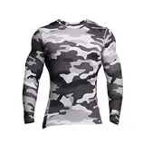 Fringoo Kompressionsshirt für Herren, langärmelig, S-XL Gr. X-Large, camo grey