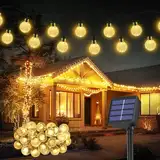 Solar Lichterkette aussen Wetterfest, 30 LED 8,1M 8 Modi IP65 Solarlichterkette Aussen Wetterfest Solar Lampions für Balkon Deko Terassen Garten Bäume Weihnachten Hochzeiten Partys Camping (warmweiß)