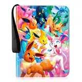 Sammelkarten Album für Pokemon Karten, Wasserdicht Karten Sammelalbum mit Reißverschluss und Tragegriff, 50 Seiten Album für 400 Karten, Herausnehmbare Einsätze Sammelmappe Karten für Kinder