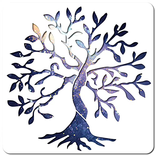GORGECRAFT Baum des Lebens Schablonenvorlage 11.8x11.8 Zoll Großes Wiederverwendbares Zeichen Zum Malen Auf Holzwand Scrapbook Karte Bodenzeichnung