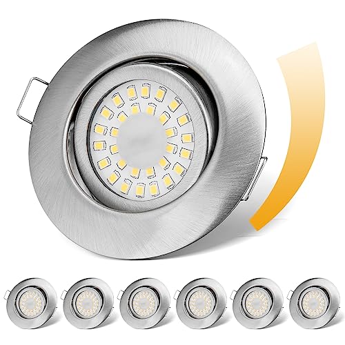 LED Einbaustrahler 230V Flach Dimmbar LED Spots 6W IP44 Bad Einbauleuchten Deckenspots Deckenstrahler,Neutralweiß 4000K Schwenkbar Einbauspots für Badezimmer Küche Wohnzimmer,6er Set