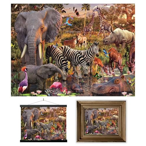 3D LiveLife Linsenförmige Wandkunst Drucke - Wasserloch von Deluxebase. Ungerahmtes 3D Safari Tier Poster. Perfekter Wandfüller. Original kunstwerk lizenziert von bekannt künstler, David Penfound