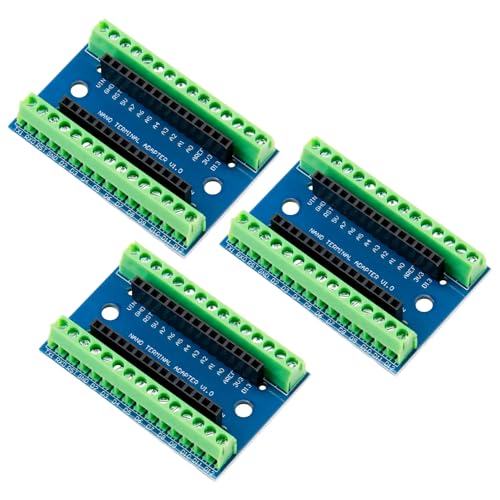 3pcs Nano Erweiterungsplatine Nano IO Shield V1.O Einfaches Erweiterungsboard mit Schraubklemmen kompatibel mit Nano Version 3.0 und älteren Versionen ideal für Prototyping Arduino Nano Projekten