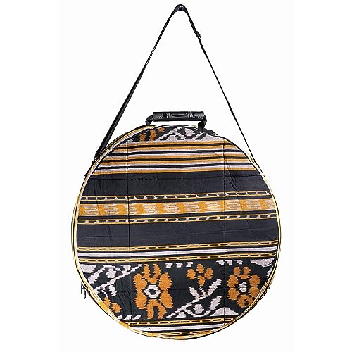 Terré Shamandrum Tasche DUNKLE Farben aus Ikat-Webstoff Ø 50 cm für Schamanentrommel - im MYSEVENDO Set - Rund Ritual Drum Trageriemen Trommeltasche