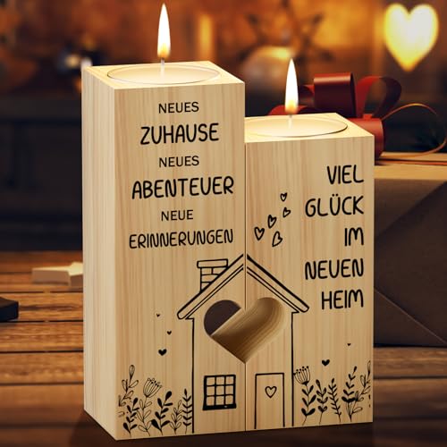 KAAYEE Einzugsgeschenke Wohnung, Kerzenständer Einweihungsgeschenk Geschenk zum Einzug ins Haus, Viel Glück im Neuen Zuhause, Richtfest Geschenk für Freundin Frauen Nachbarn (Einweihungsgeschenk)