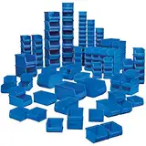 BRB Sichtlagerkästen PROFI, 100 Sichtboxen in Industriequalität, Farbe blau, 55x Größe LB6, 35x Größe LB5, 10x Größe LB4