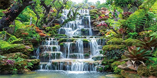 AWERT 61 x 30,5 cm Wasserfall Aquarium Hintergrund Waldpark Grün Tropische Pflanzen Fisch Tank Hintergrund Reptilien Lebensraum Hintergrund Vinyl Hintergrund