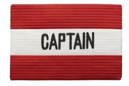 MC-Trend Fußball Kapitänsbinde: Hochwertige und elastische Spielführer-Armbinde für alle Altersklassen – Perfekte Wahl für Ihren Team-Kapitän Captain (1, Rot/Weiß)