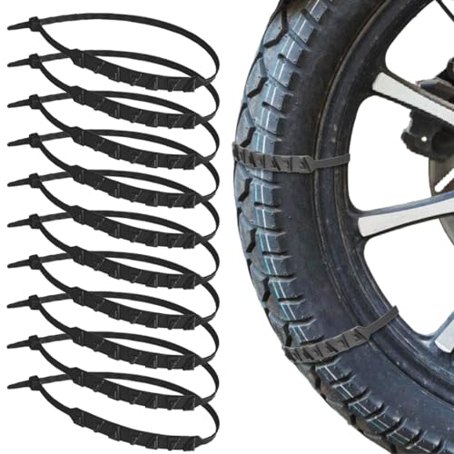 GGUFAY Schneeketten, 10 Stück Notfall-Anti-Rutsch-Universal-Autoreifenketten, Wiederverwendbare Auto Schneeketten, Geeignet für Pkw/Geländewagen/LKW/SUV, Einsetzbar Auf Schnee, Schlamm, Regenstraßen