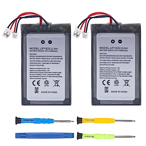 FLSTOR Akku für PS4 Controller Akku, 2000mAh LIP1522 Akku Ersatz für Playstation 4 / PS4 Pro Dualshock 4 CUH-ZCT1E CUH-ZCT1H CUH-ZCT1U CUH-ZCT2 Wireless Controller, (Packung mit 2)