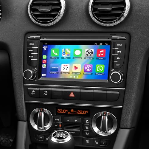 2+32GB Autoradio für Audi A3 S3 RS3 2003-2012 mit Wireless Carplay & Android Auto, Android 13 7 Zoll IPS Autoradio mit GPS Sprachsteuerung SWC Rückfahrkamera Bluetooth 5.2 Freisprecheinrichtung WiFi